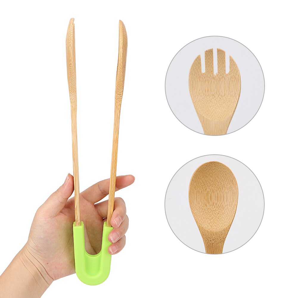 Non-Stick Kitchen Utensils Snack Clip Bamboo Food Tongs Cake Pastry Steak BBQ Tongs Wooden Clip Toaster Tongs