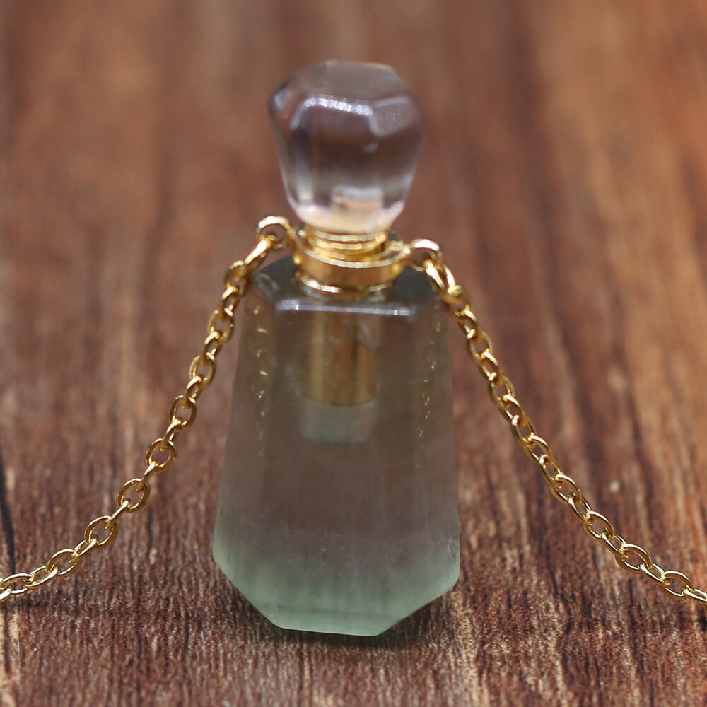 Collane di ametiste del pendente del diffusore dell'olio essenziale della collana della bottiglia di profumo della pietra preziosa naturale per il regalo all'ingrosso dei gioielli delle donne: Green Fluorite