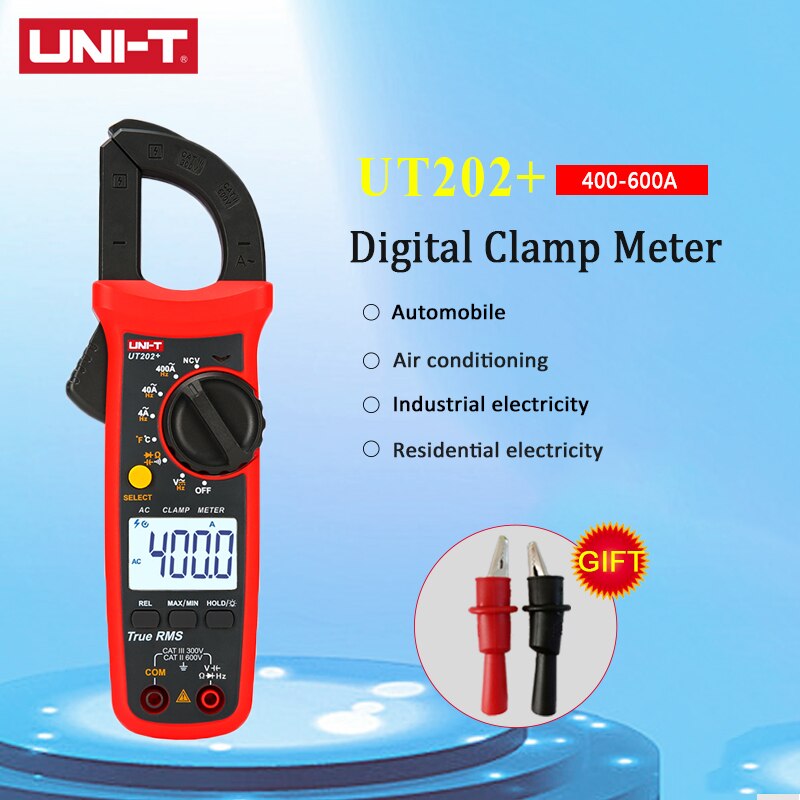 UNI-T UT201+/UT202+/UT202A+/UT203+/UT204+ Digital Clamp Multimeter AC DC current voltage Multimeter Capacitance Temperature Test: UT202 Plus