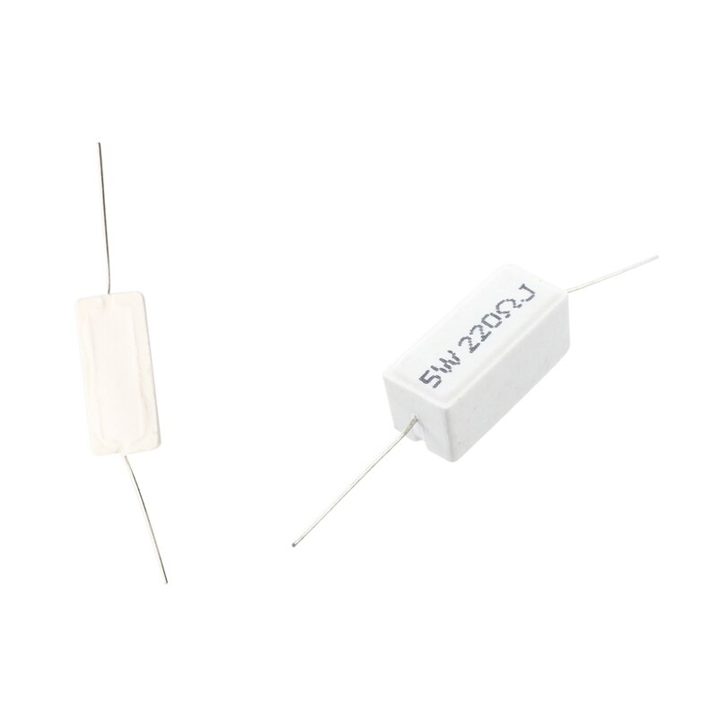 GTBL 20 Pcs 220 Ohm 5W Cement Power Resistors : 10 Pcs Axial Wirewound &amp; 10 Pcs Axial Lead Ceramic