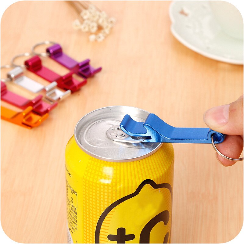 Portable 4 In 1 Bottle Opener Key Ring Chain Mini Beer Bottle Opener Aluminum Alloy Kitchen Keychain Metal Beer Bar Tool