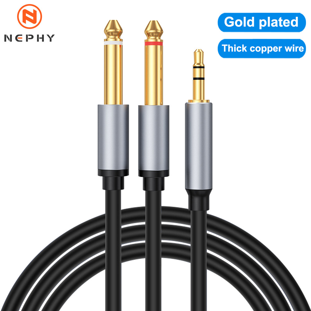 3.5mm Naar Dubbele 6.35mm TRS AUX Kabel 6.5mm Y Splitter Audio Adapter Connector Voor Mixer Versterker 1/4 inch Jack Draad 2/3/5 Meter