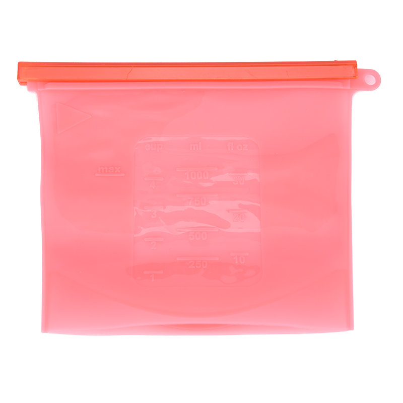1 stk 1000ml genanvendelig silikone madpose nul affald ziplock mad opbevaringspose køleskab friske poser organisation: Rød