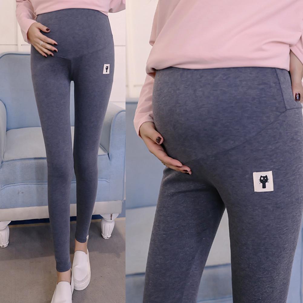 Kidlove söt kattunge mönster buken stöd leggings byxor för gravid kvinna