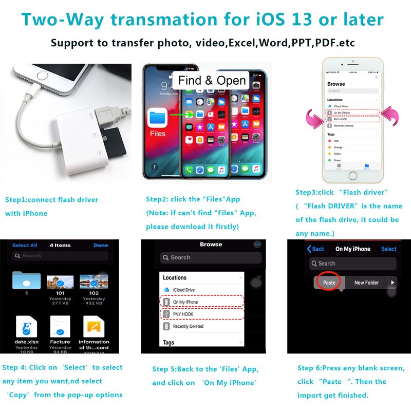 Otg Reader Voor Ios Naar Usb 3.0 Camera Adapter Mobiele Telefoon Accessoires Converter Voor Ipod Keyboard Ios 13 Connector