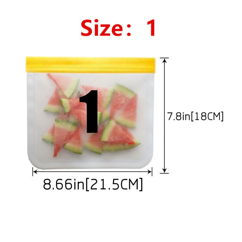 12 unids/set de silicona bolsa de comida de alimentos de silicona bolsa reutilizable fresca congelada mantener bolsa con cierre a prueba de fugas superior bolsa de fruta