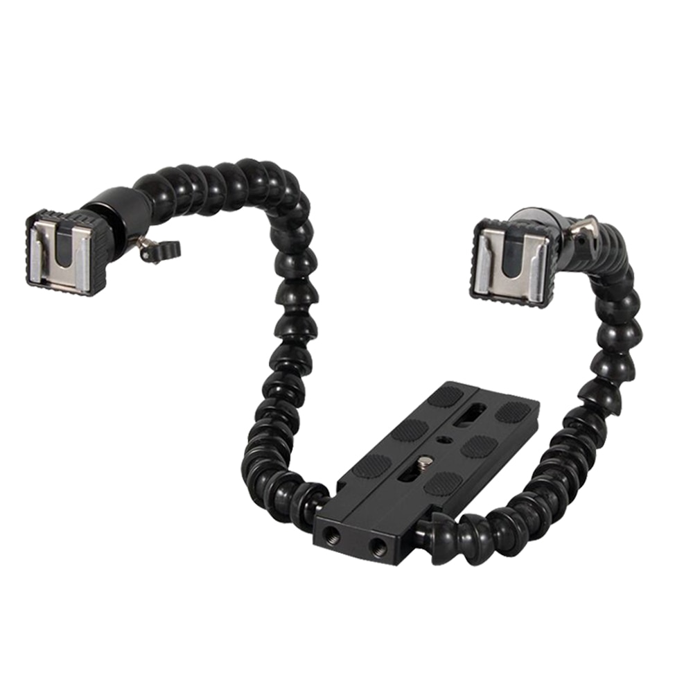 Foleto Flexible double bras support réglable chaussure chaude Flash support de montage pour Canon Pentax Macro Shot accessoires de caméra
