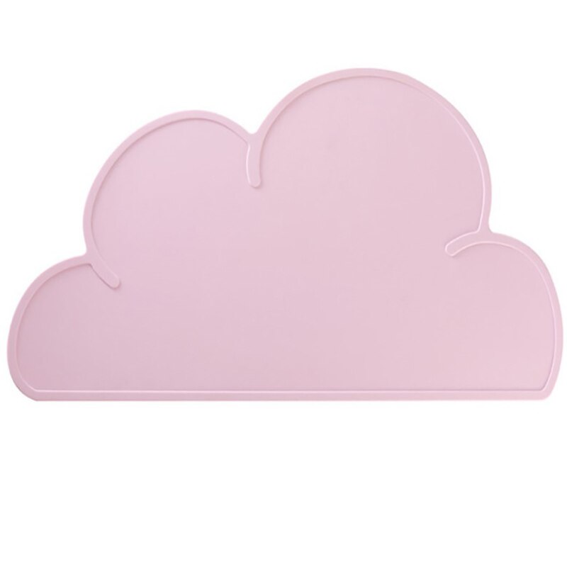 1Pc Cute Cloud Shape Placemat Kids Plate Mat Food Grade Silicone Table Pad Waterproof Pink/Blue Color: Light pink