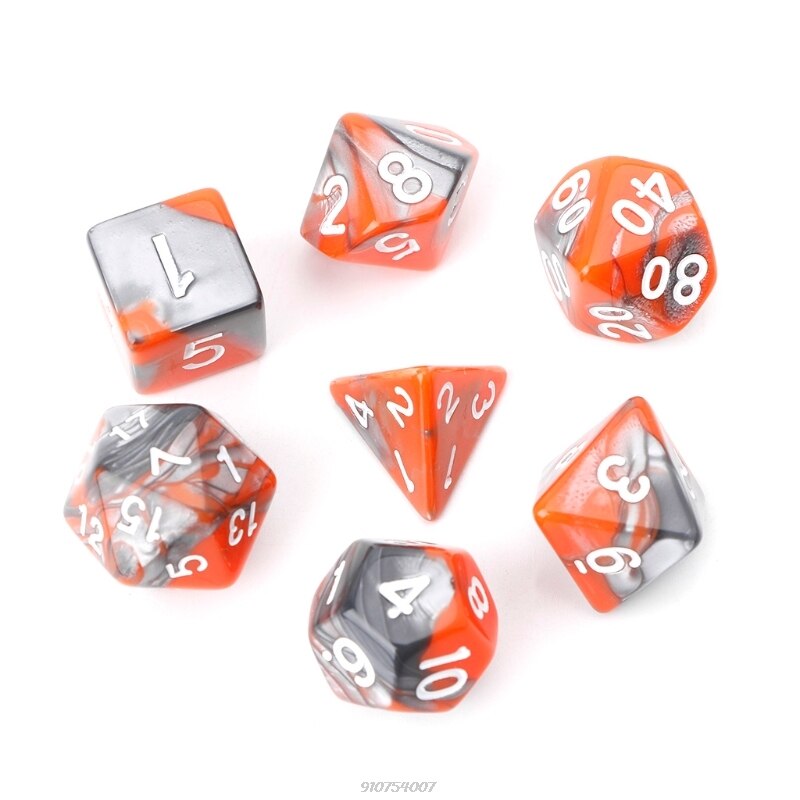 7 pz/set dadi acrilici poliedrici dadi per TRPG gioco da tavolo D4-D20 F25 21 commerci all'ingrosso: Orange