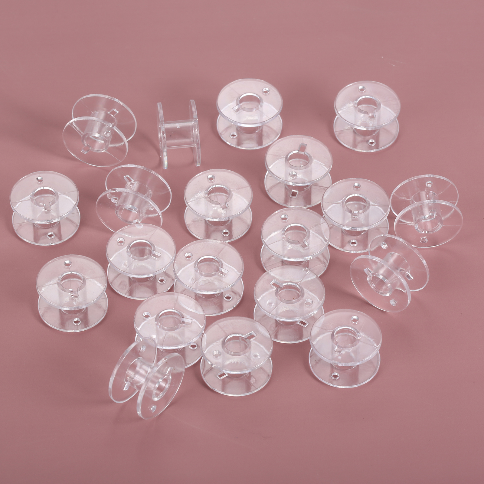 20pcs Transparent Home Sewing Machine Bobbins 2518P Clear Plastic Spool Universal Standard Size 1.1cm*2cm Craft Machine Parts