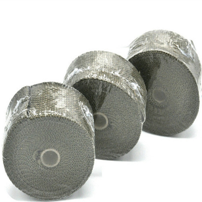 5.08 Cm X 1.59 Mm X 5 M Titanium Uitlaat/Header Heat Wrap Downpipe Isolatie Bandage Tape Roll met Roestvrij Banden Kit