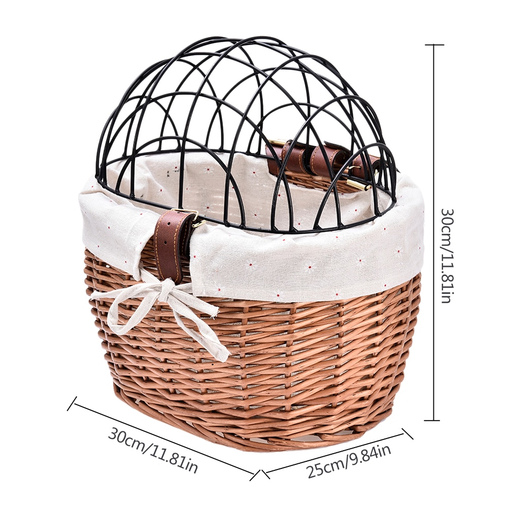Gato frontal para manillar de bicicleta, bolsa de transporte para perro, cesta para mascota con marco de hierro, portador frontal de bicicleta, extraíble