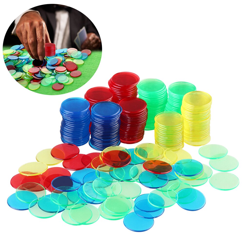 300Pcs Tokens Kleurrijke Creatieve Plastic Ronde Poker Tokens Spel Tokens Bingo Markers Voor Fun Familie Club Carnaval Bingo Game