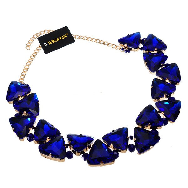 Jerollin Jewelry Gold Chain 7 Colors Triangular Glasses Chunky Choker Statement Bib Necklace for Women Party Jewelry: N0012135