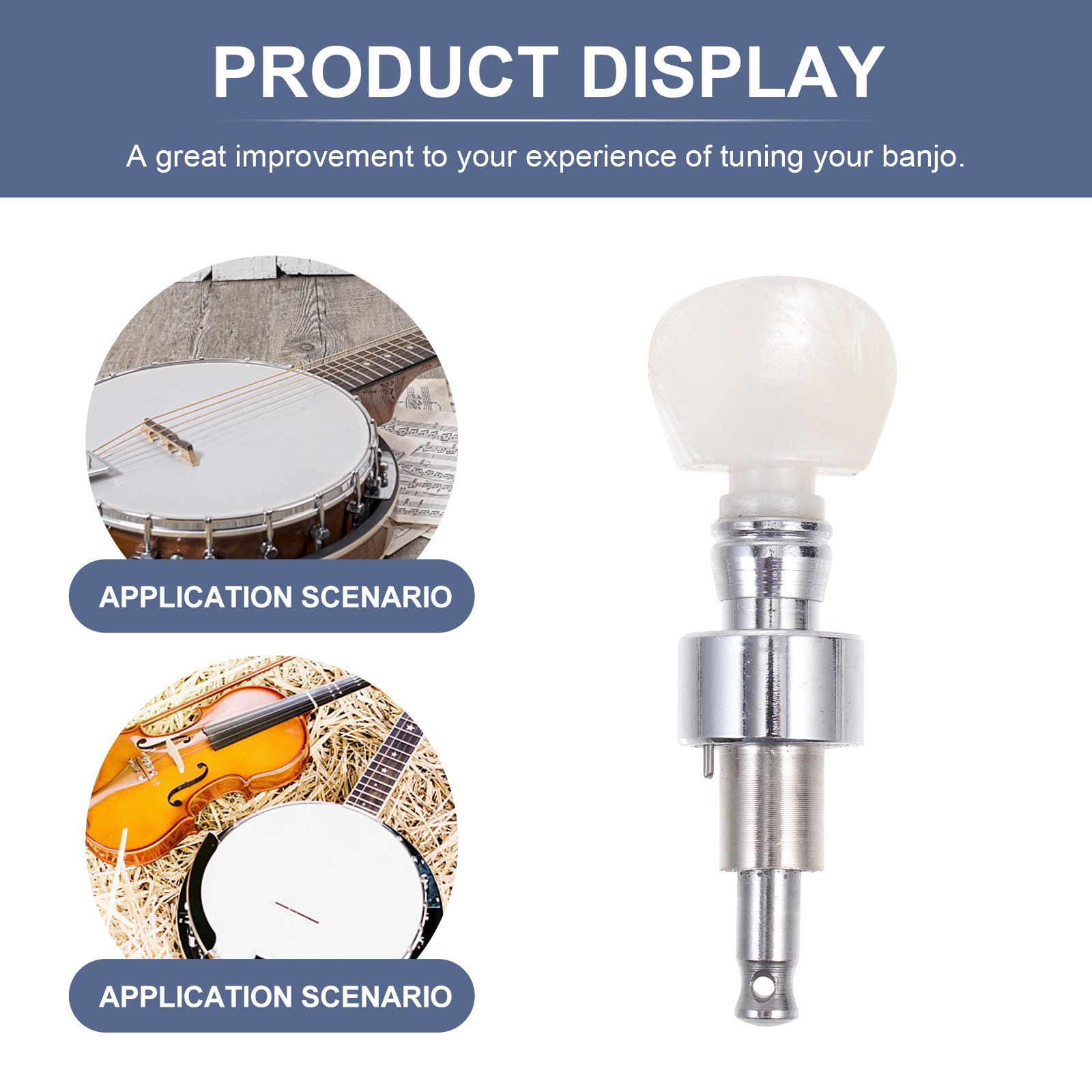 1 Pc Alloy Banjo Tuning Button Locking Tuner Lock String Sealed Tuning Key Peg (White)