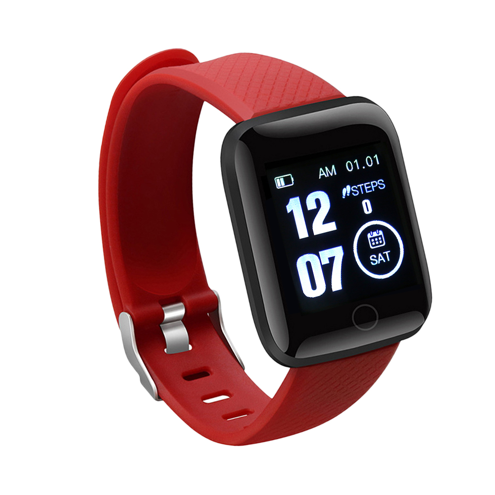 D13 Smart Watches 116 Plus Heart Rate Watch Smart Wristband Sports Watches Smart Band Waterproof Smartwatch Android Waterproof: Red