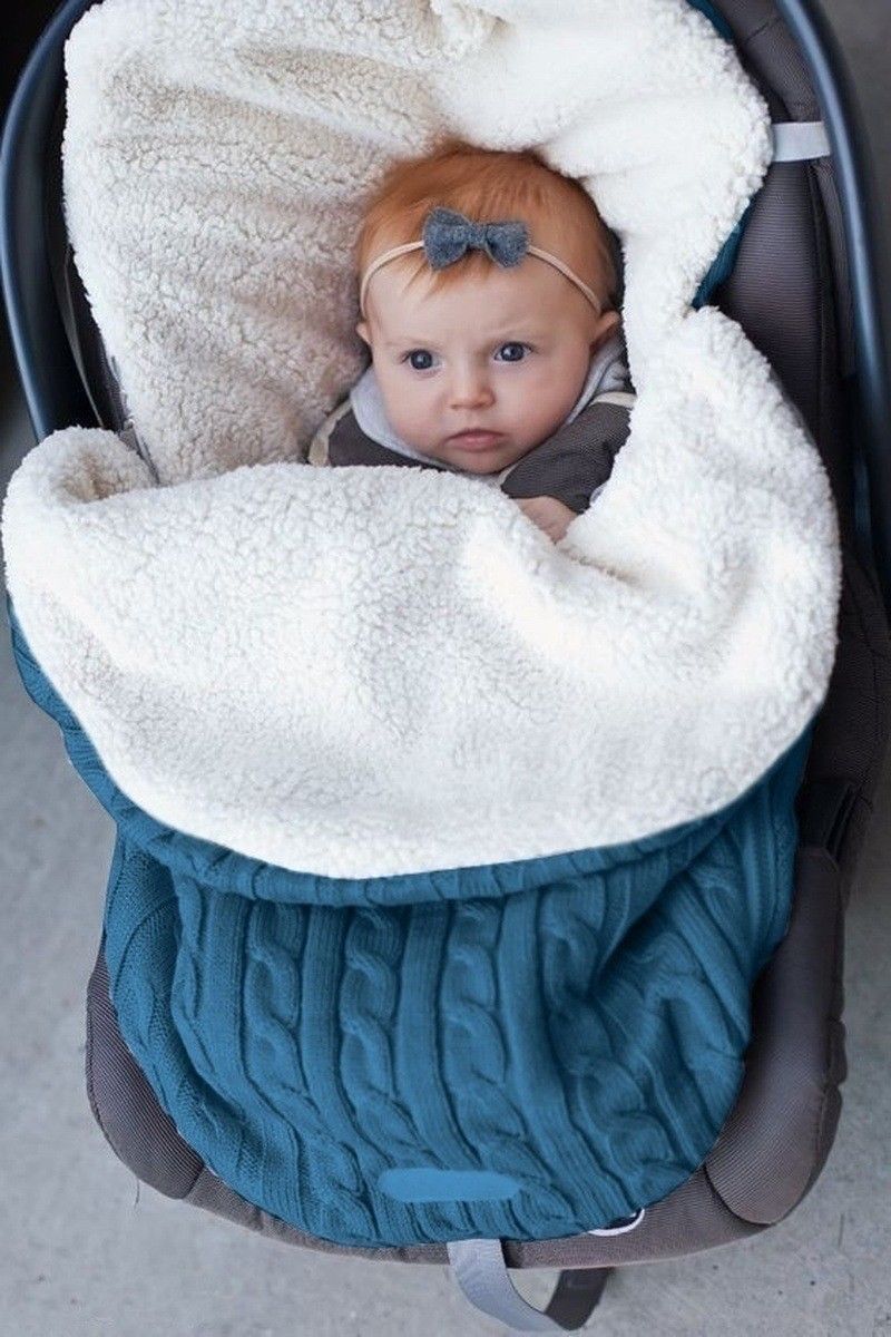 -né bébé swaddle sac de couchage enfants hiver sac de couchage enveloppe enfants infantile poussette chancelière bébé sac de nuit: Bleu ciel