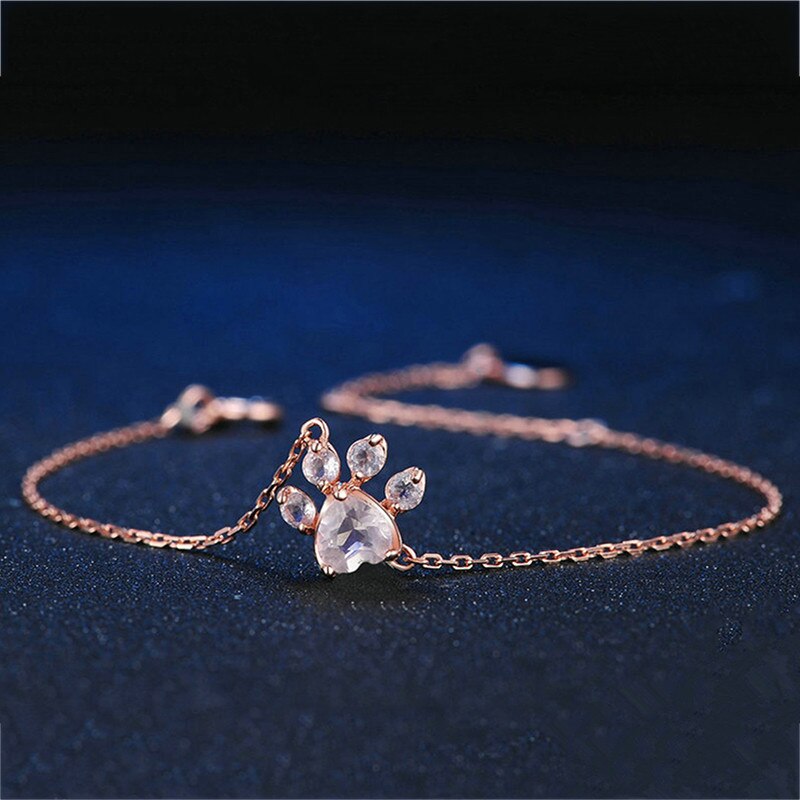 ROXI Bärentatze Katze Klaue Schmuck setzt für Frauen Rose Gold Ringe Zucht Ohrringe Halskette Armbinde Hochzeit Rosa Kristall CZ liebe: Armband