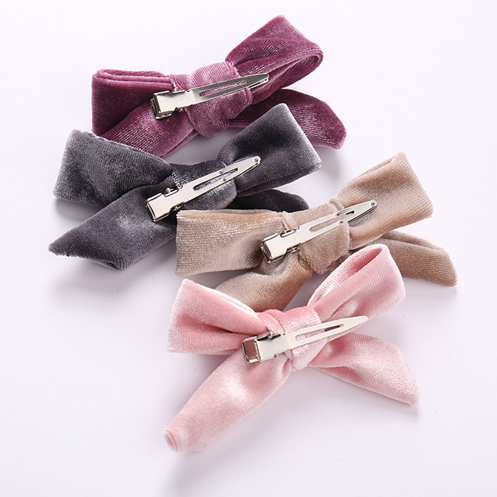Doux bébé nœud papillon épingles à cheveux velours ruban nœud pinces à cheveux bébé fille chapeaux élastique enfants enfant en bas âge bébé cheveux accessoires