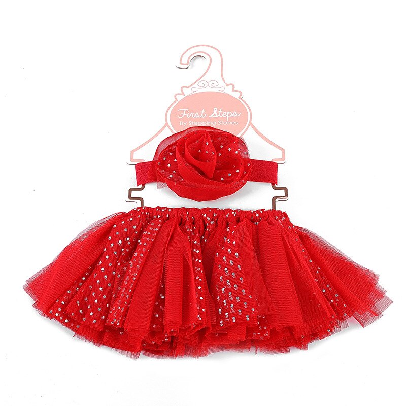 Jupe en Tulle coton + bandeau 5 couleurs | 2 pièces, -né fille, à paillettes, Costume sexy, tenue d'appareil Photo 0-2 ans,: Rouge