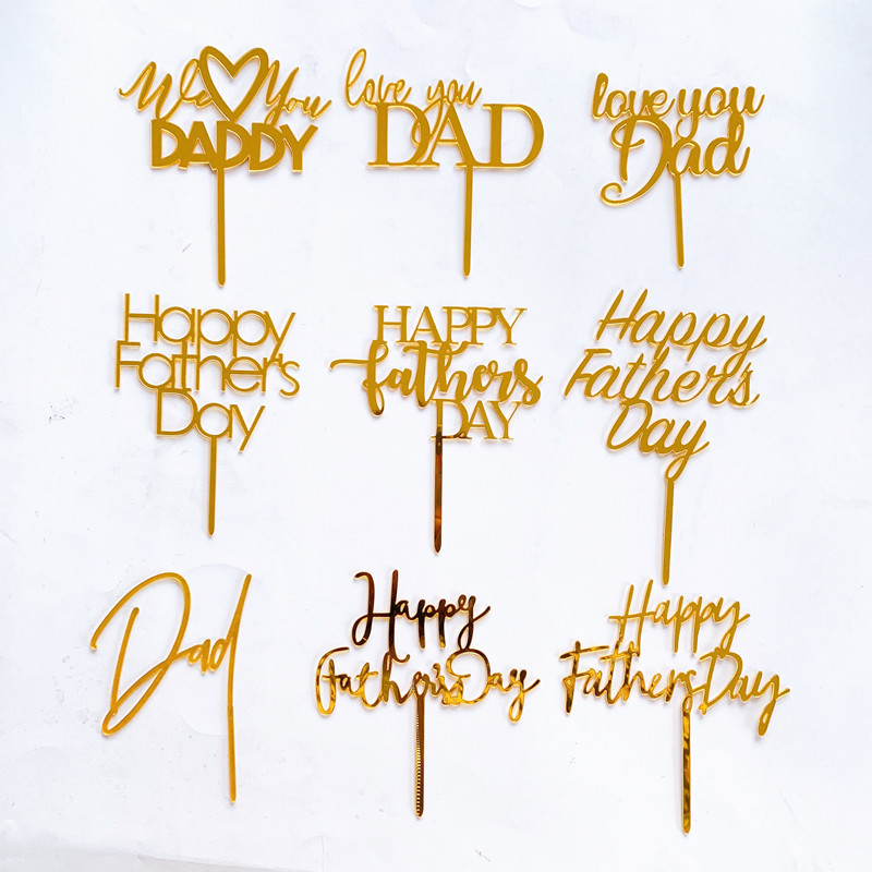 9 Stijlen Acryl Gold Happy Vaders Dag Cake Topper Liefde Je Vader Beste Papa Ooit Feestartikelen Taart Decoratie