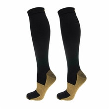 Calcetines largos de fibra de cobre para hombre, medias de compresión a presión, para deportes al aire libre, tallas S/M-XXL, 1 par