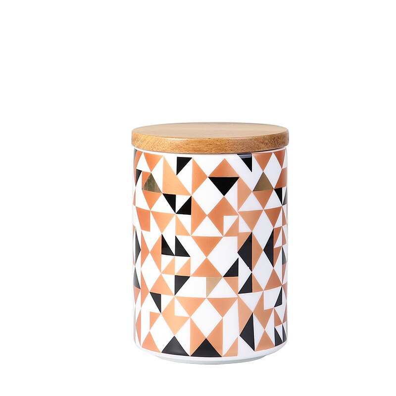 Ceramics Storage Bottles Jar Storage Nordic Style Marble Pattern Container Kitchen Seasoning Tank With Wooden Cover: 100x150mm
