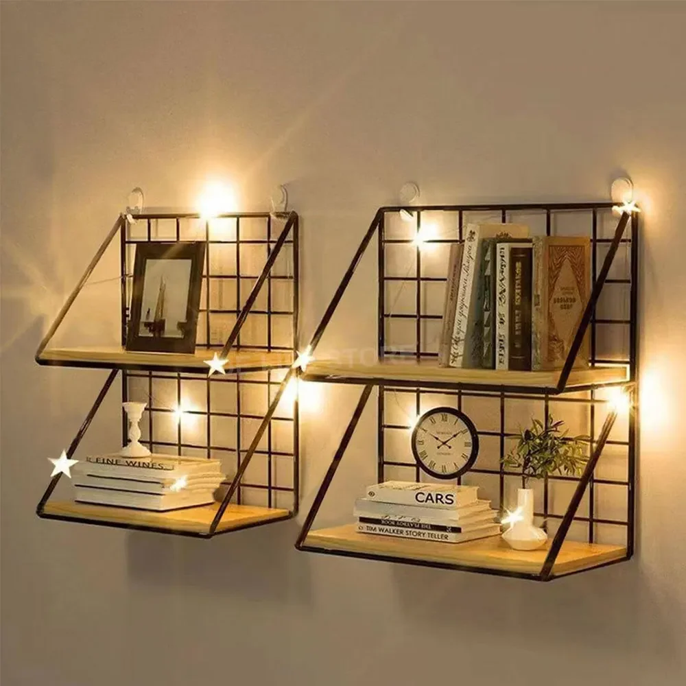 Wandregale ohne Bohren, Holz-Hängeregal für Wohnzimmer, Schlafzimmer, Aufbewahrungskorb, Wanddekoration, Gestell-Organizer