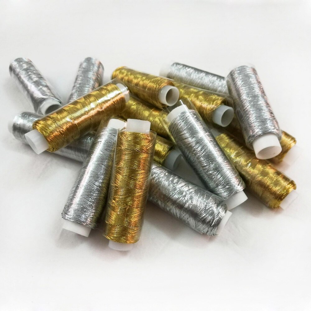 1 Stuk Goud/Zilver 200 Meter Lengte Overlocking Naaimachine Discussies Polyester Kruissteek Sterke Threads Voor Naaibenodigdheden
