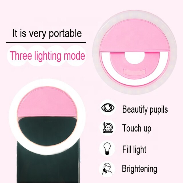 4 Colors USB Selfie Fill Light Girl Make Up Light LED Rechargeable Ring Light For Cell Phone