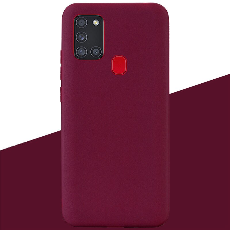 Funda de silicona TPU suave mate para Samsung Galaxy A21S A 21 S A21 S, carcasa trasera para teléfono: 10 Wine Red