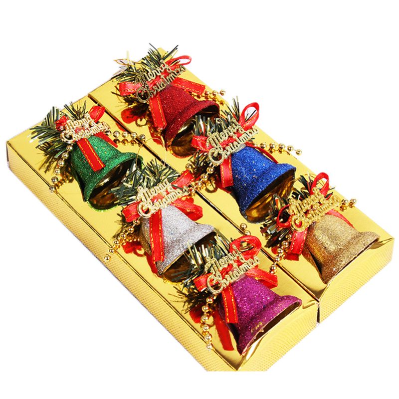 6Pcs Vrolijk Kerstfeest Bells Set Ornamenten Kerstboom Decoraties Voor Partij Decoratie