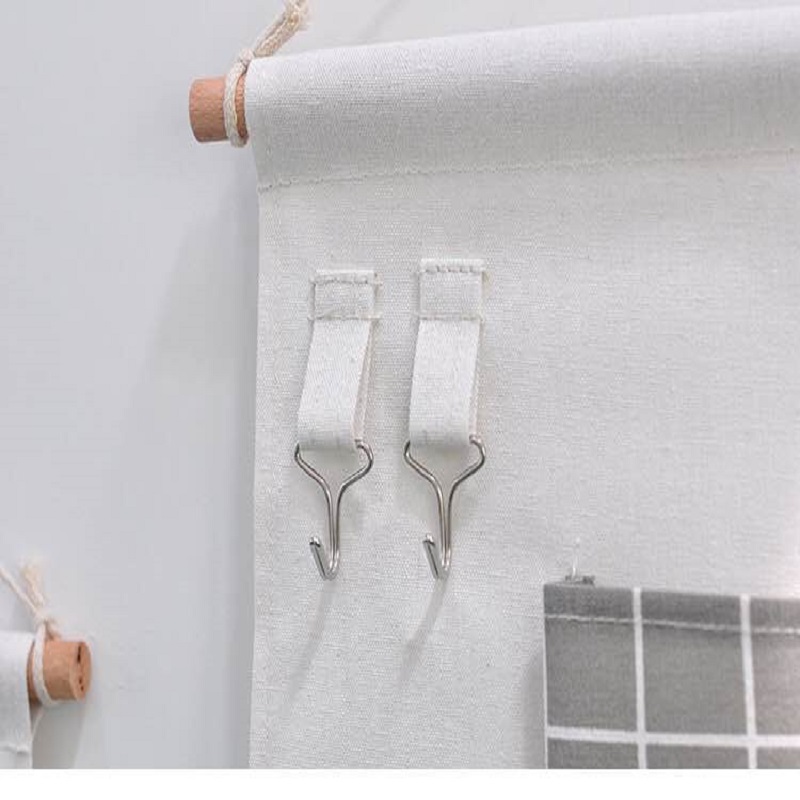 5 Pockets Cotton Linen Fabric Wall Door Hanging Bag Organizer Storage Pouches Wardrobe Closet Storage Bag Sundries Pouches