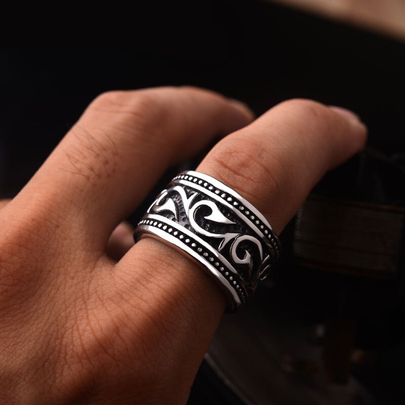 Anillo de boda vikingo de nórdico para hombre, anillo de Punk Rock, joyería de acero inoxidable