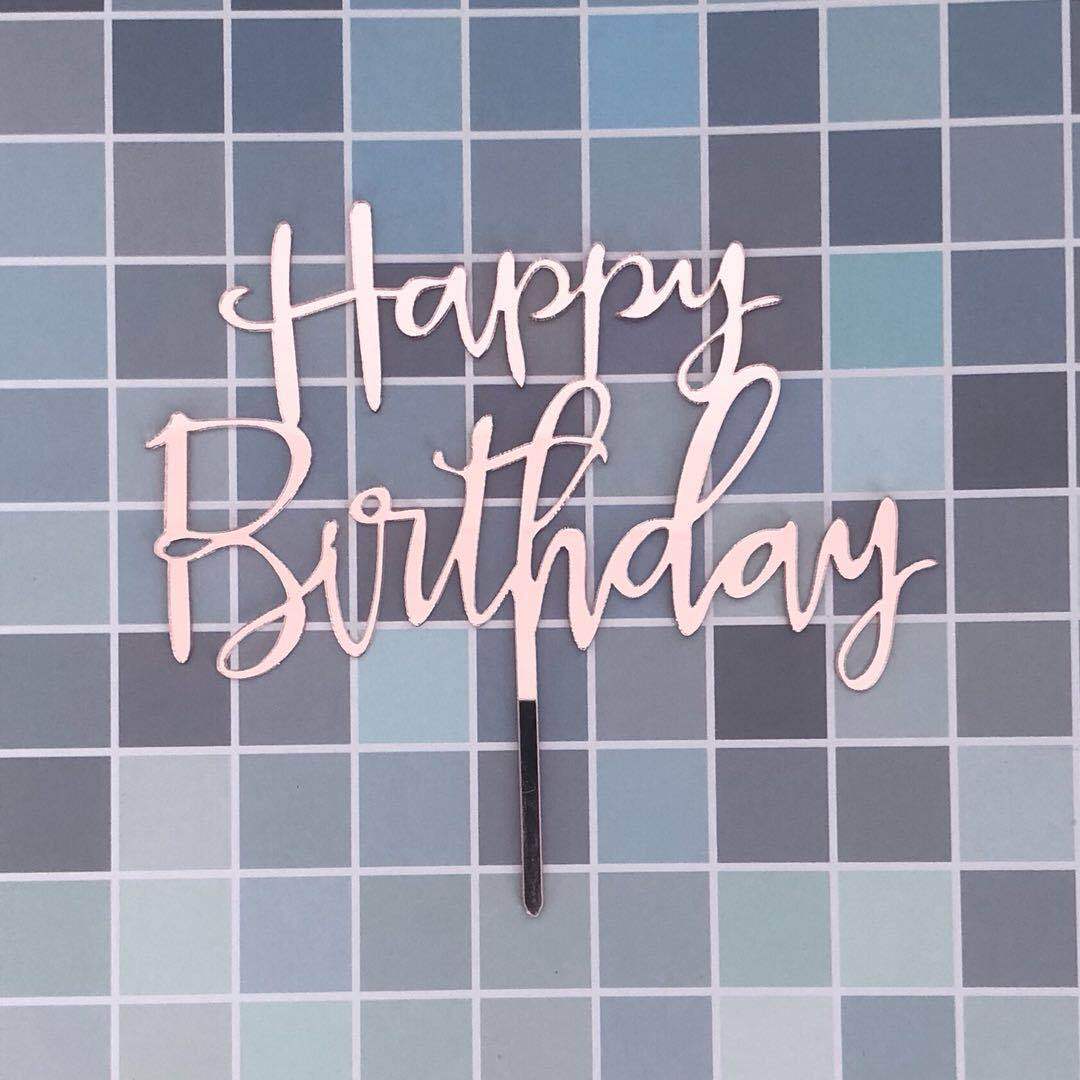 10Pcs/Pack Gold Silver Acrylic Cake Toppers Happy Birthday Cake Toppers For Womens Mens Kids Birthday Party Decor Baby Shower
