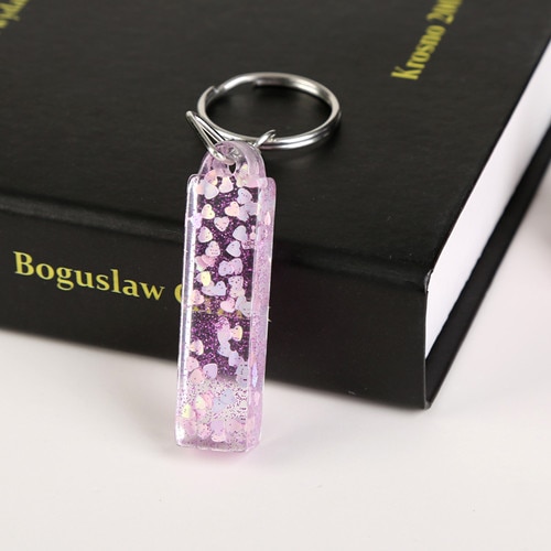 1 Pc Sleutelhanger Engels Brief Sleutelhanger 26 Engels Woord Glitter Hars Een Q Handtas Bedels Voor Vrouw: Paars
