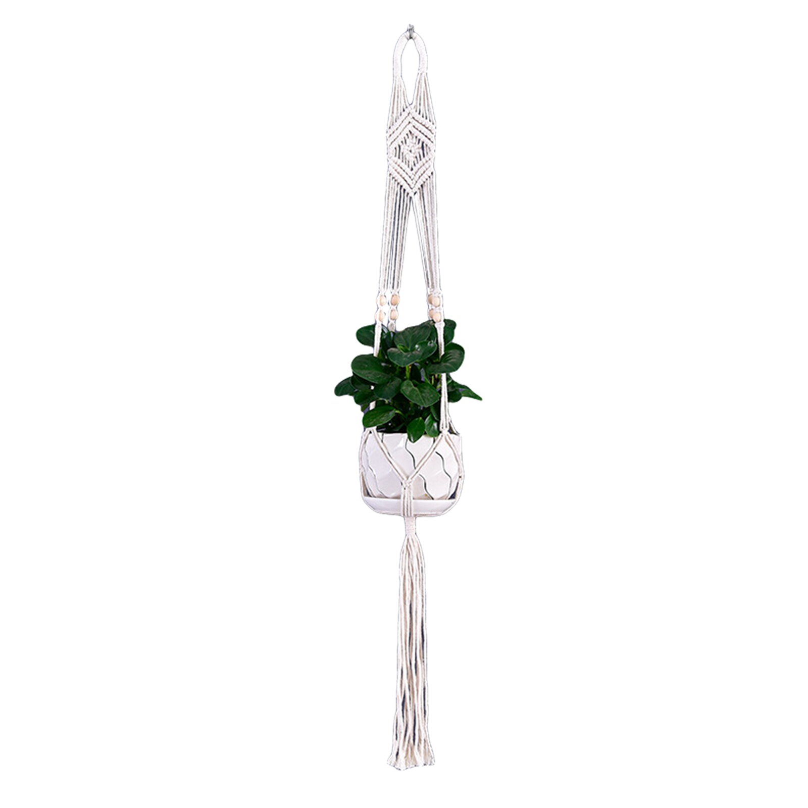 Hand-woven Macrame Cotton Rope Flower Pot Hanging Basket Net Bag Knotted Rope Flowerpot Plant Holder Home Garden Decor: C