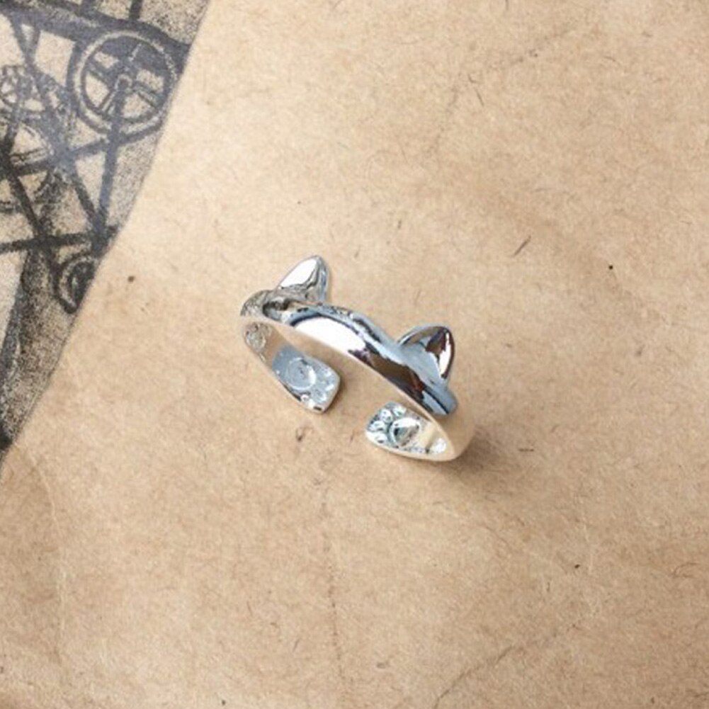 Anneau d'oreille de chat plaqué argent, mignon, bijoux à la , anneau de chat pour femmes et filles, ajustables