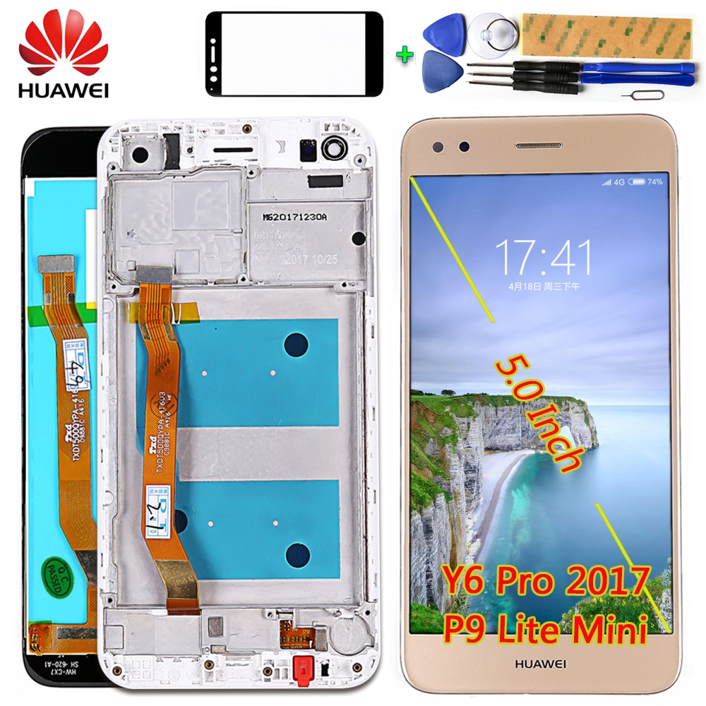LCD & Touchscreen Digitizer Assembly for Huawei P9 Lite mini / Y6 Pro - 5.0 inch IPS Display - Includes Frame Option - Black, White, Gold