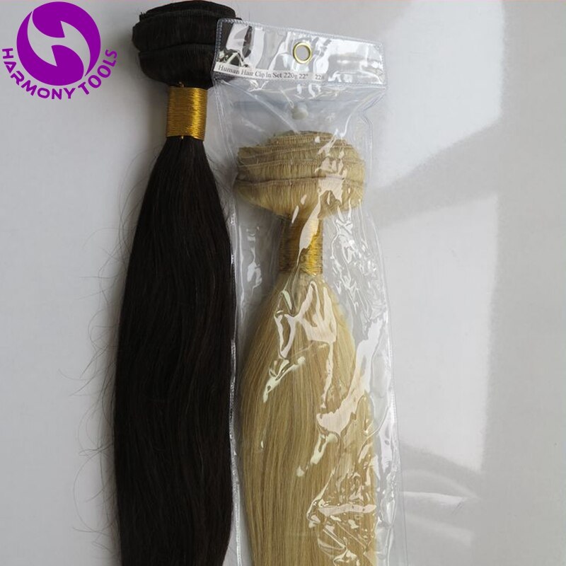 Sacs en plastique PVC pour emballer les cheveux, 10 pièces, tissage pour emballer les cheveux de 14 à 26 pouces avec bouton Transparent