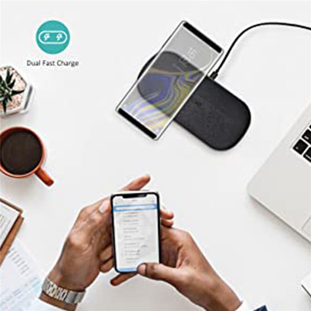 CHOETECH Dual Wireless Fast Charger Qi Certified Double Wireless Charging Pad for iPhone for Samsung Galaxy S20 for Galaxy buds