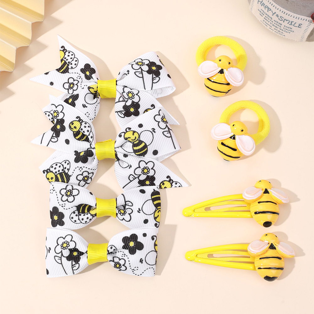 8-delige set schattige bijen haarclips voor meisjes, mini bijen decoratie strik haarclips, klik haarclips en haarbandjes set haaraccessoires: Default Title