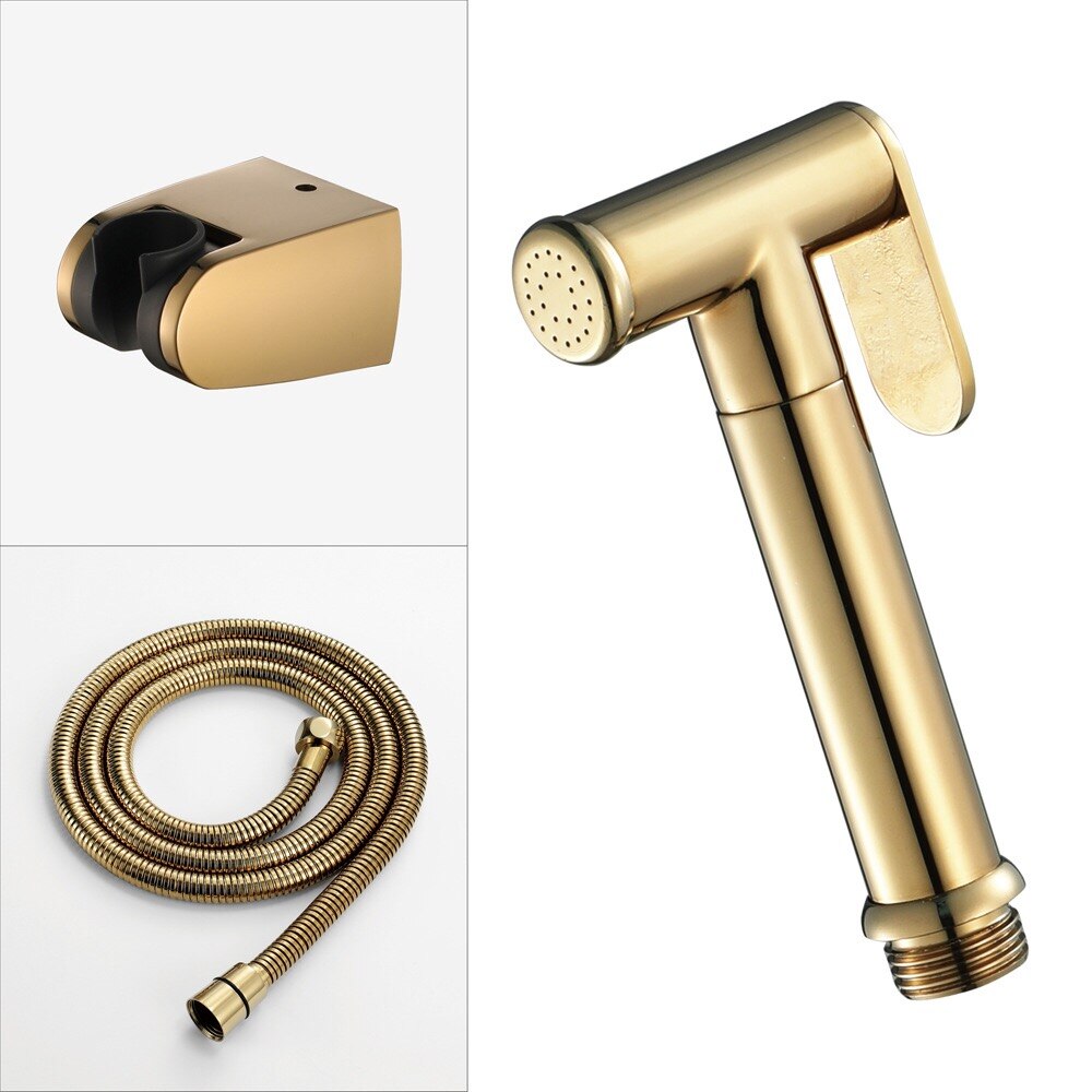 Biggers Sanitaire Goud Kleur Messing Badkamer Wc Bidet Douche Set Hoge Druk Shattaf Spuit Met Doucheslang: 2