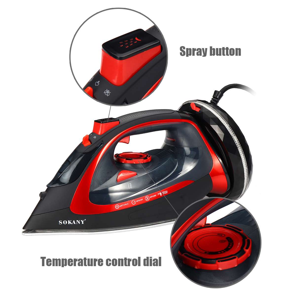 Elektrische Stoomstrijkijzer 2400W 220V Draadloze Oplaadbare Spray Stoomstrijkijzer Kleren Strijken Stoomboot Multifunctionele Verstelbare 9518