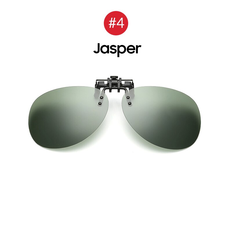 Rimless Round Flip up Clip on Oversized Men Polarized Clip Sunglasses Fishing Aviation Blue Mirror Big Size Driving Glasses: 4 Jasper
