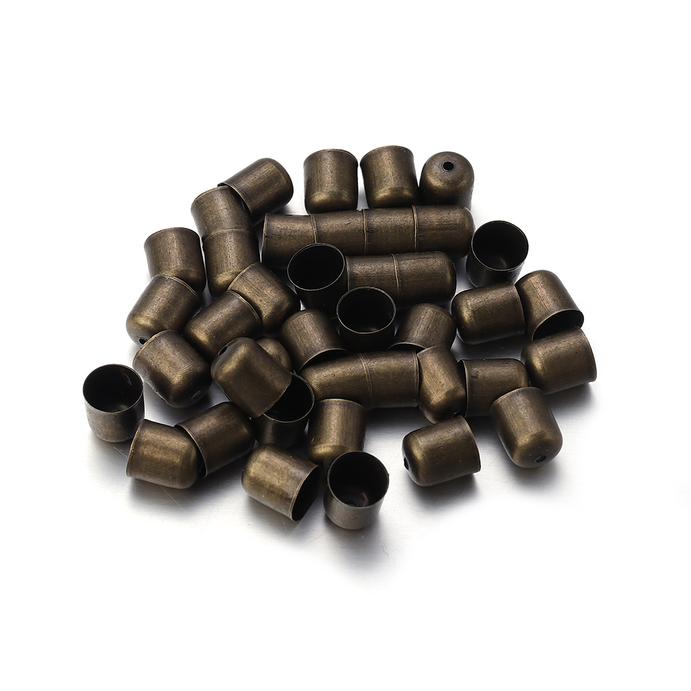 Lote de 50-100 unidades de tapas de borla de Punta final, cordones de cuero, pulseras, hebilla, engarce de cuentas para fabricación de joyas, 4, 5, 6, 7, 8 y 10mm: 10 mm / Blanco