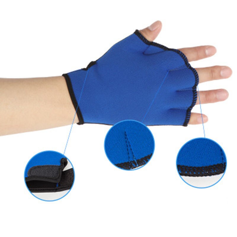 1 Pair Blue Neoprene Swimming Diving Surfing Webbed Gloves Fingerless Gloves Swimming Water Sports Training Acceleration Tool