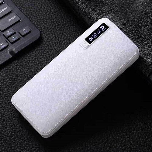 Powerbank – chargeur de batterie externe 50000mah, Power Bank Portable pour huawei i13 i8, Triple USB, affichage numérique, lampe de poche: white