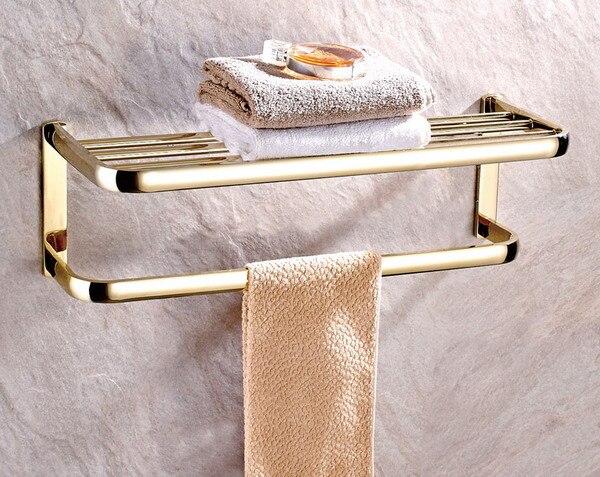 Luxe Goud Kleur Messing Moden Badkamer Accessoires Wandmontage Badkamer Hardware Sets Handdoek Bar LJ019