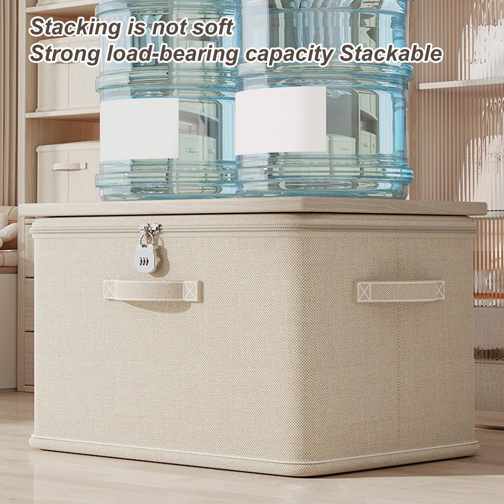 Locking Storage Box Stackable Storage Container Secure with Handle Locking Organizing Bin Washable Shelf Baskets for Home